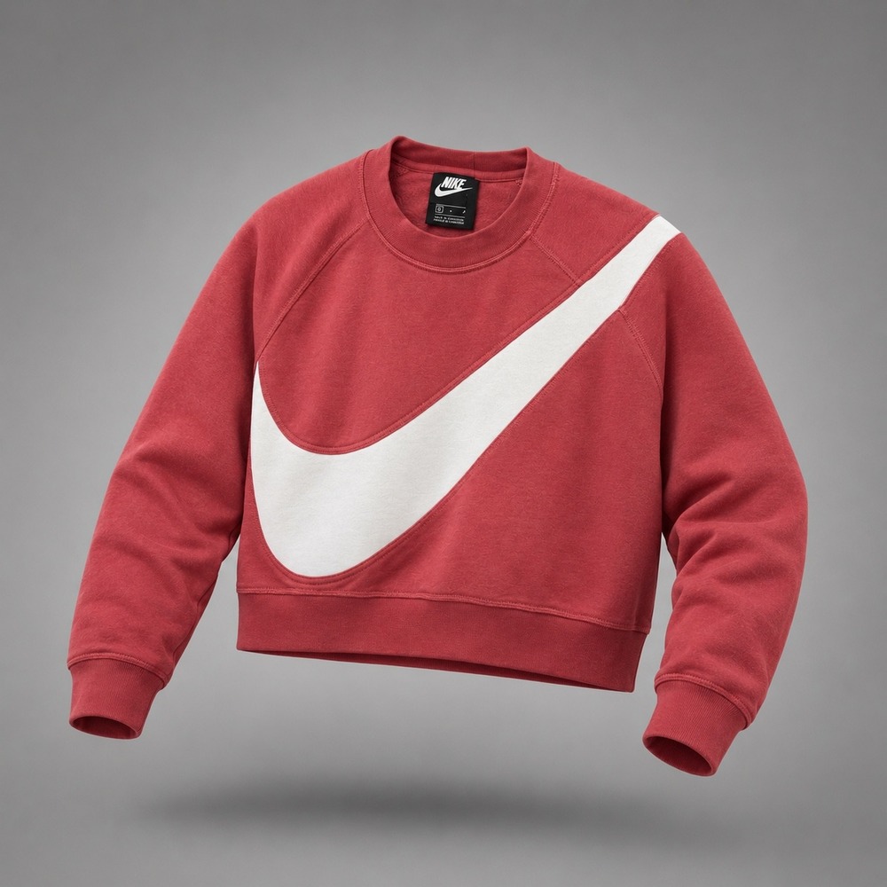NWT Nike Sportswear Essential Women Fleece Crew Cropped Sweatshirt Cedar Red Sm